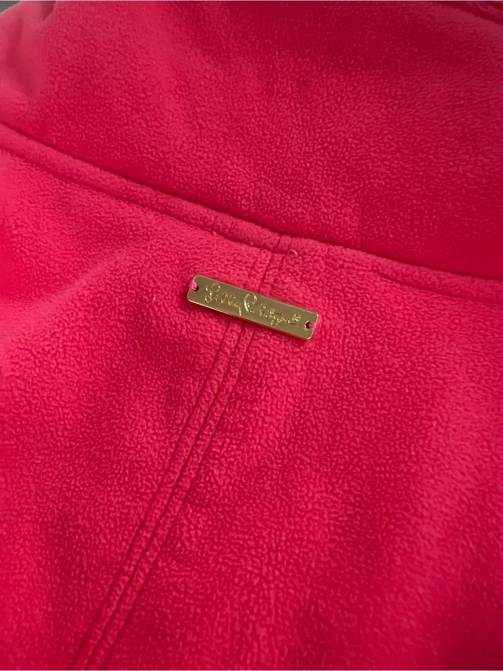 Lilly Pulitzer Grace Jacket XL Pomegranate Pink Fleece Full Zip Gold Hardware - Picture 5 of 10